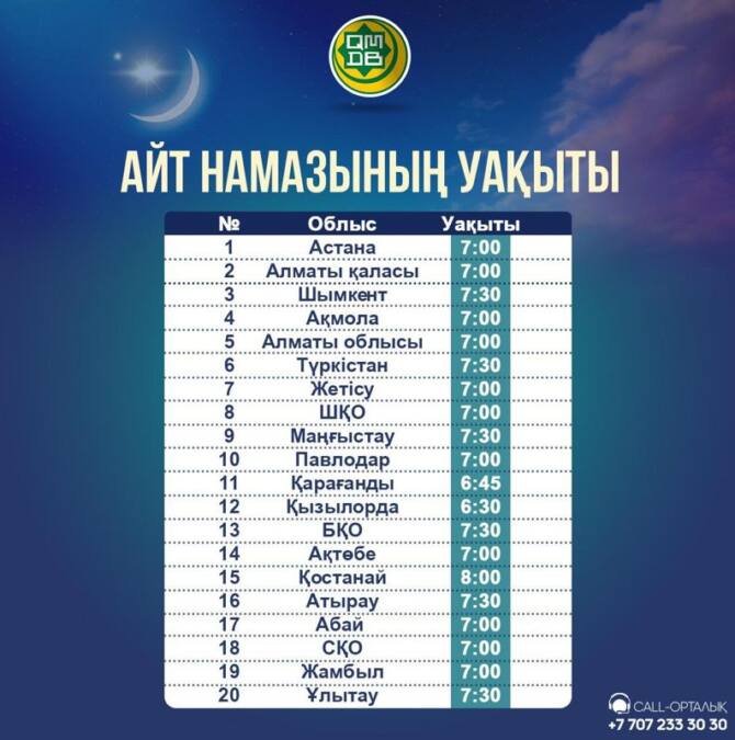 Объявлено расписание проведения праздника Ураза-байрам для всех регионов страны 5 Объявлено расписание проведения праздника Ураза-байрам для всех регионов страны