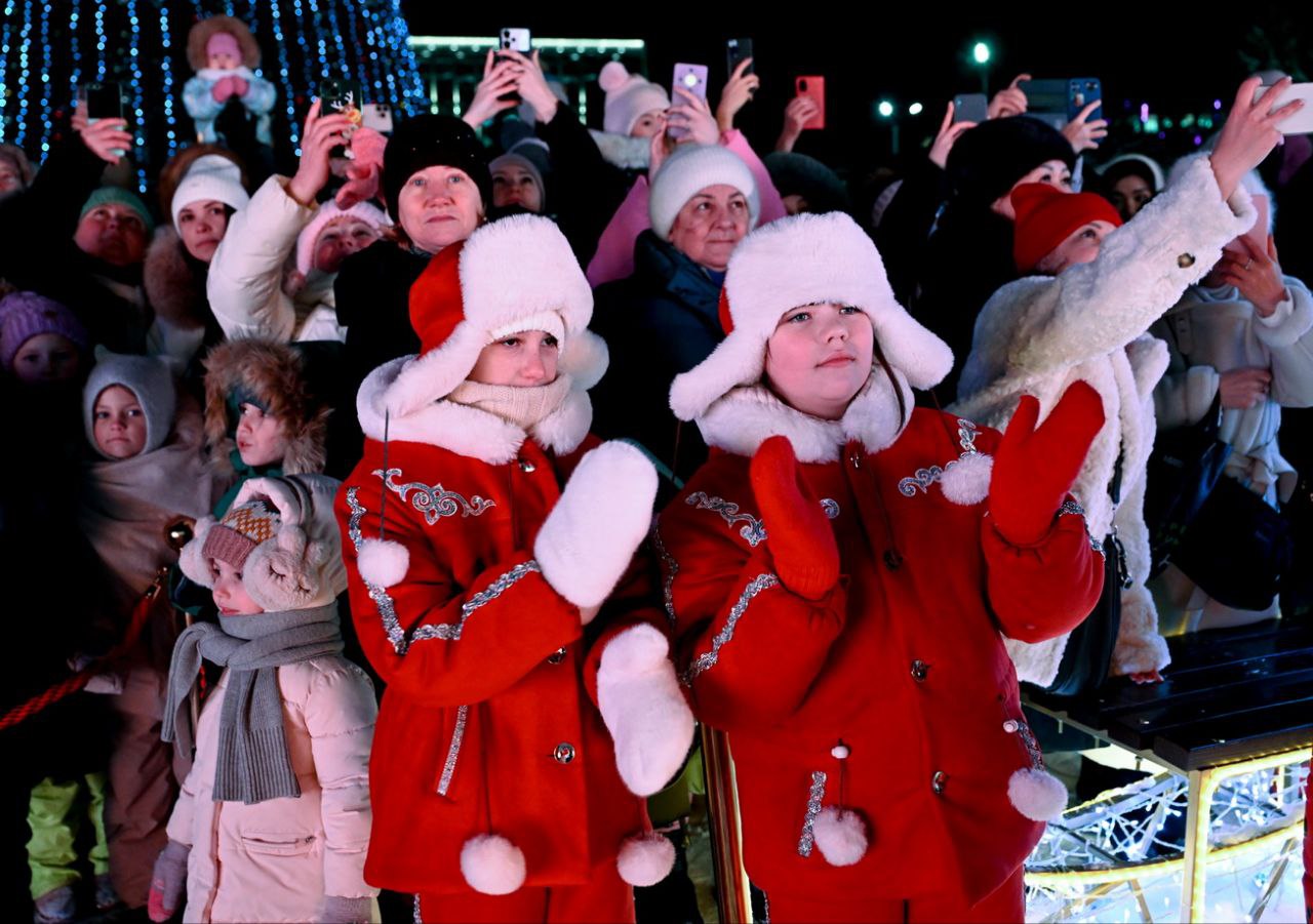 Главную новогоднюю елку зажгли в Петропавловске